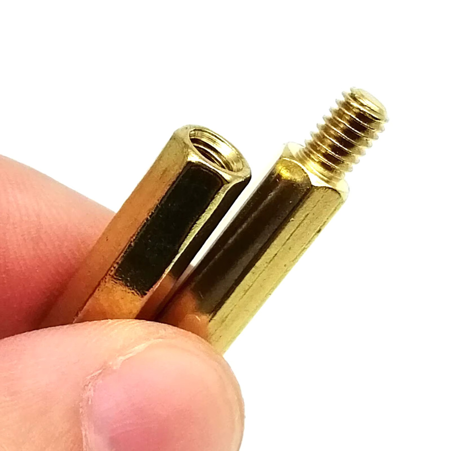 HZYUEGOU Messing Abstandshalter Set aus Kupfer mit Schrauben Muttern und Unterlegscheiben für PCB Boards in Gold und Messingfarben - Bild 2