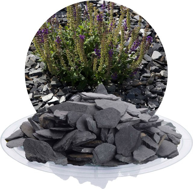 SCHICKER MINERAL Schiefer Ziersplitt in Schwarz, Anthrazit, Körnung 20-40 mm, 1000 kg BigBag - Bild 1
