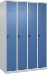 C+P Spind Classic PLUS Garderobenschrank mit 4 Abteilen, Farbe Grau/Blau, H x B x T: 185 x 120 x 50 cm - Bild 1