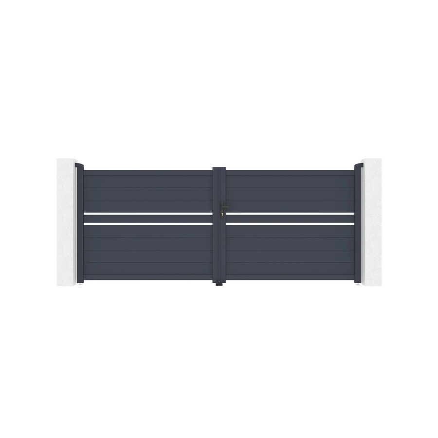 Casanoov Flügeltor Cimone Doppel-Schwingtor aus Aluminium in Anthrazit und Grau mit Ranger B150 Motorisierung, B/H: 355 x 140 cm - Bild 2