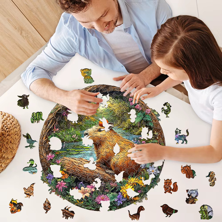 Supretty Holzpuzzle Capybara mit Kürbis, Waldtier-Puzzle, Bunt / Mehrfarbig - Bild 5