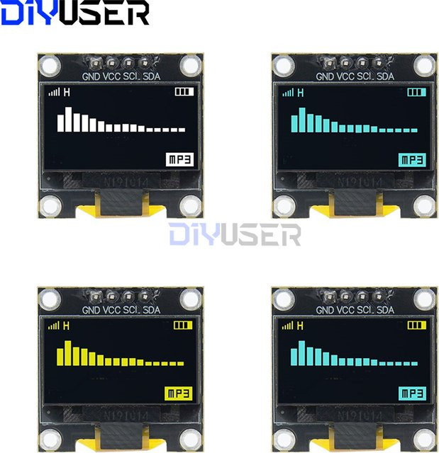 DIYUSER 0,96 Zoll OLED SSD1306 Anzeigemodul 128x64 IIC I2C LCD-Bildschirmplatine in Weiß, Blau und Gelb für Arduino - Bild 1