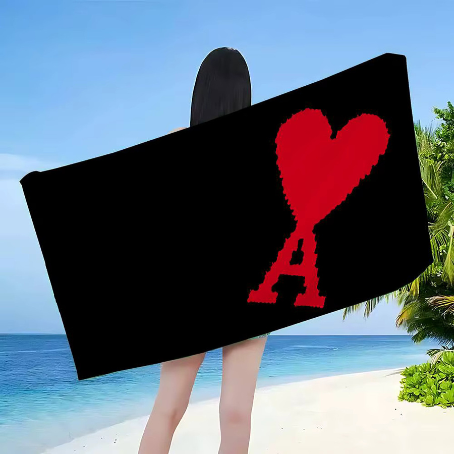 AMI PARIS Strandtuch für Kinder aus Mikrofaser und Baumwolle, schnelltrocknend und sandfrei, Multicolour/Schwarz - Bild 3
