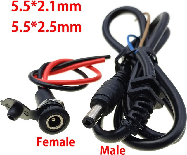 HBXINTAO DC2.1/2.5 Ladegerät Steckdose für elektrische Fahrrad Lithium-Batterien, 36V/48V/60V, Schwarz, mit runden männlichen und weiblichen Steckverbindern - Bild 1