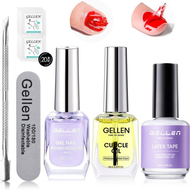 GELLEN Nagelgel-Entferner-Set mit Nagelhautöl und Flüssigem Latex - Bild 1