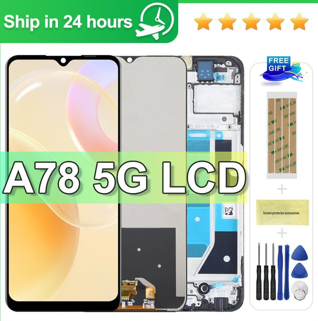 Oppo A78 5G LCD-Display mit Rahmen in Schwarz, 6.56 Zoll Ersatzbildschirm Digitalisierer Baugruppe für CPH2483 und CPH2495 - Bild 1