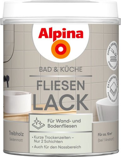 Alpina Farben Fliesen-Lack Bad & Küche in Treibholz Grau, seidenmatt, 750 ml - Bild 1
