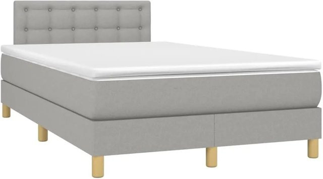 vidaXL Boxspringbett Hybrid mit Matratze und LED-Beleuchtung in Hellgrau, B/T: 120 x 190 cm - Bild 1