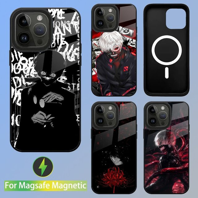 Ken Kaneki Tokyo Ghoul Handyhülle für iPhone 11 bis 16 Pro Max mit MagSafe magnetischem kabellosem Laden in Schwarz - Bild 1