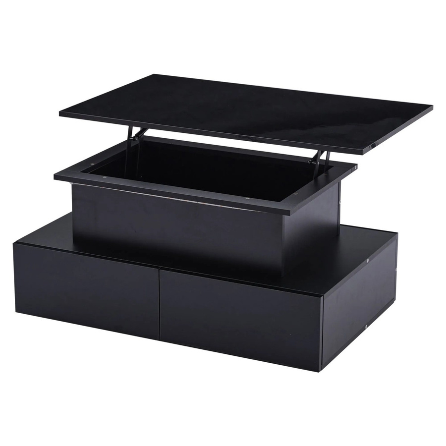 okwish Couchtisch mit LED-Beleuchtung und 4 Schubladen in Schwarz Hochglanz, B/T/H: 90 x 55 x 41 cm - Bild 2