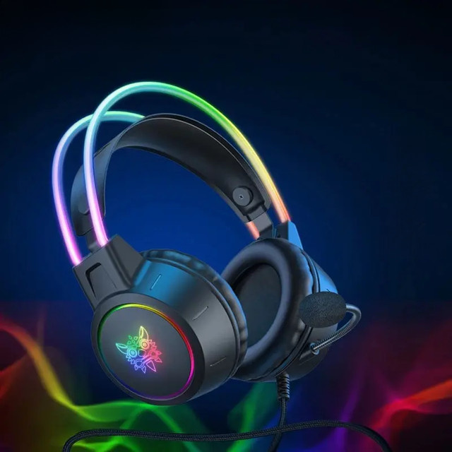 ONIKUMA X15 Pro Gaming Headset Over-Ear Kopfhörer mit RGB-Licht und Katzenohren in Pink/Schwarz für PC und PS4 - Bild 1