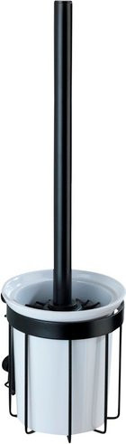 WENKO WC-Garnitur Classic mit Bürste aus Metall und Kunststoff, Schwarz/Weiß, H x B x T: 35,5 x 12,0 x 10,5 cm - Bild 1
