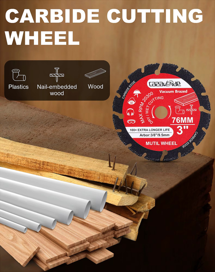 Casaverde Kreissägeblatt aus Hartmetall mit 76 mm Durchmesser für Holz, Kunststoff und Glasfaserplatten - Bild 3