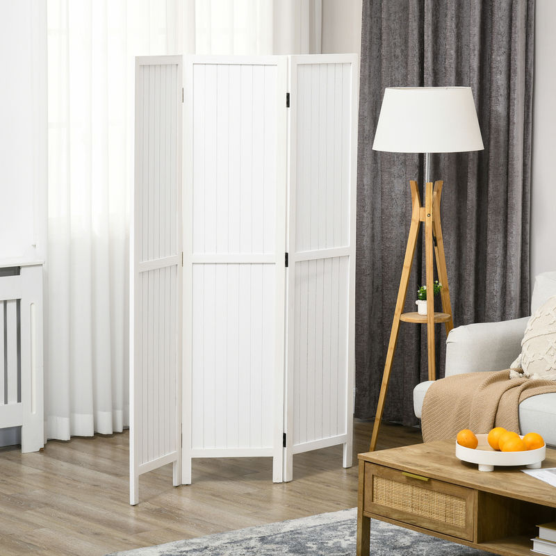HOMCOM Paravent aus Holz als faltbarer Raumteiler mit 3 Paneelen in Weiß, Breite: 120 cm, Höhe: 170 cm - Bild 2