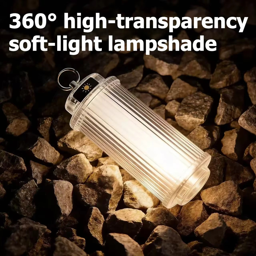 BRS Z3 PRO LED Campinglaterne mit Typ-C Akku, wiederaufladbare Mini-LED-Taschenlampe für Outdoor und Zelt, transparent - Bild 5