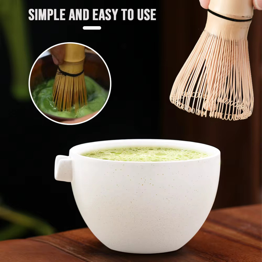 9-teiliges japanisches Matcha-Set von MYVIT aus Keramik und Bambus in Weiß - Bild 3
