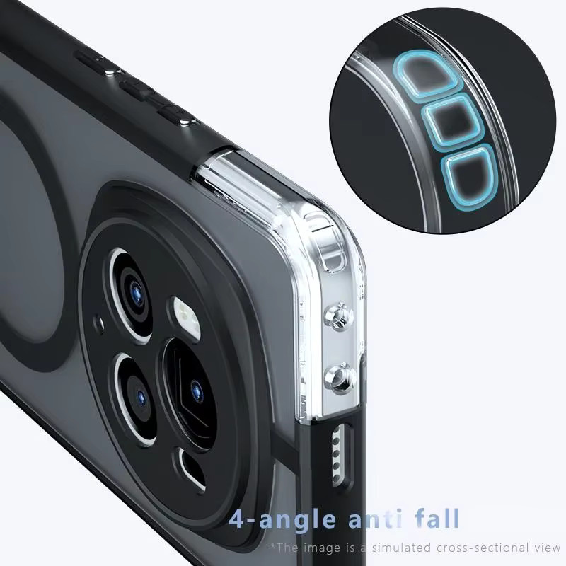 Magnetische Schutzhülle für Honor Magic 7 Lite Pro und Magic 6 Pro, Matte Acryl Stoßfeste Schale, Schwarz - Bild 4