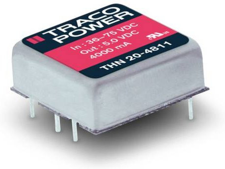 TracoPower THN 20-2422 DC/DC-Wandler Print 24 V/DC zu 12 V/DC und -12 V/DC 833mA 20W mit 2 Ausgängen in Silber - Bild 1