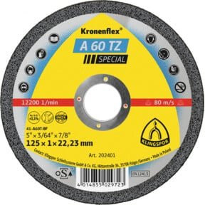 Klingspor A 60 TZ Trennscheibe für Metall in Gelb, Durchmesser: 125 mm, Dicke: 1 mm, Bohrung: 22,23 mm - Bild 1