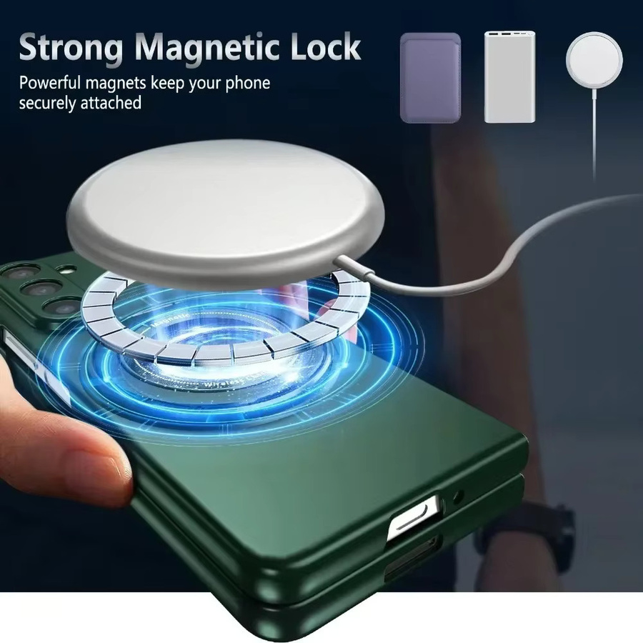 Samsung Anti-Drop Schutzhülle für Galaxy Z Fold 7 6 5 4 mit magnetischer kabelloser Ladefunktion und drehbarem Ringständer in Orange - Bild 2
