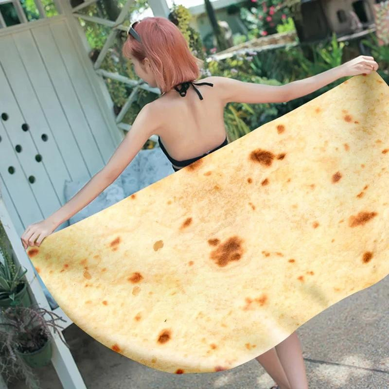 Ka Chen Muxi Strandtuch mit Taco und Burrito Motiv in Weiß, Mikrofaser, schnelltrocknend, Breite: 30 cm, Höhe: 60 cm - Bild 2