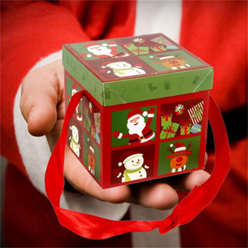 Personalisierbare Weihnachtsgeschenkbox aus Papier, faltbare Geschenkbox für Heiligabend und Weihnachtsfeiern, Mehrfarbig, Breite: 20 cm - Bild 1