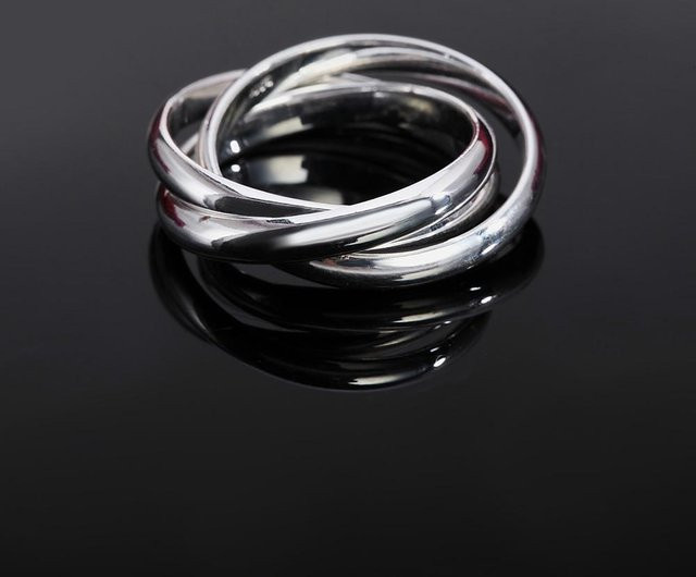 Silberringe 925 Silber, drei Kreise, Unisex - Bild 1