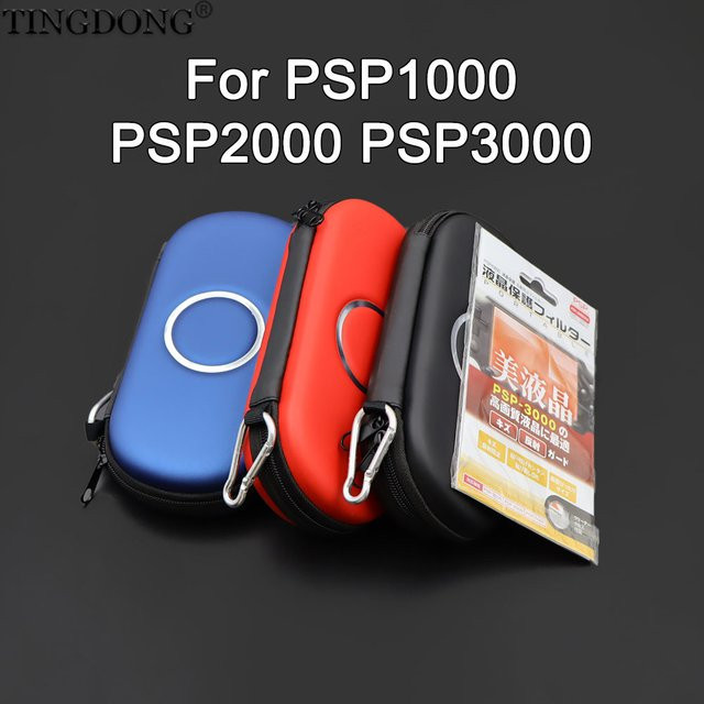 TingDong EVA-Schutzhülle und Display-Schutzfolie für PSP 1000 2000 3000 in Schwarz - Bild 1