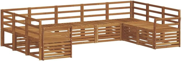 vidaXL Sofagarnitur 9-teilig aus Akazie Massivholz in Natur Braun, U-Form mit Latten-Design - Bild 1