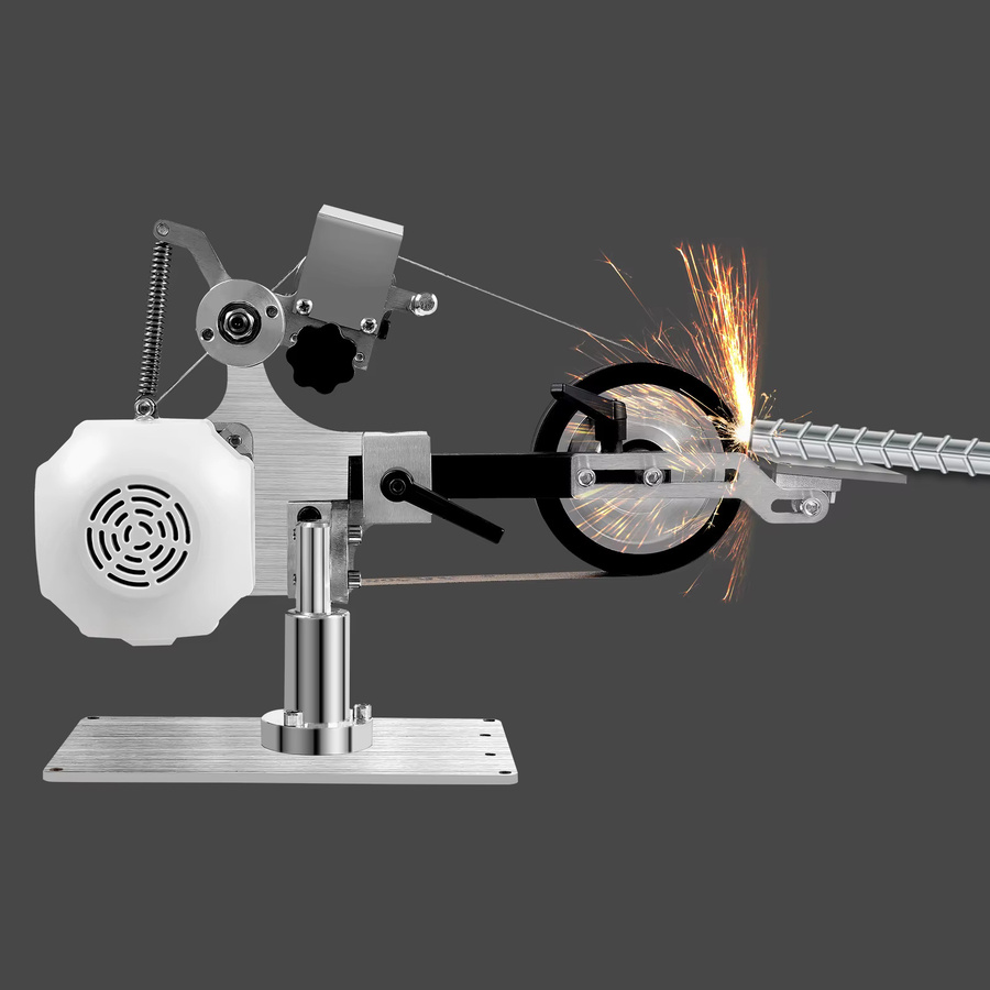 Mini Elektrischer Bandschleifer mit 550W und Digitalanzeige, Tischschleifmaschine mit 90 Grad drehbarer Tischpoliermaschine und 100 mm Rad, Farbe: Silber - Bild 9