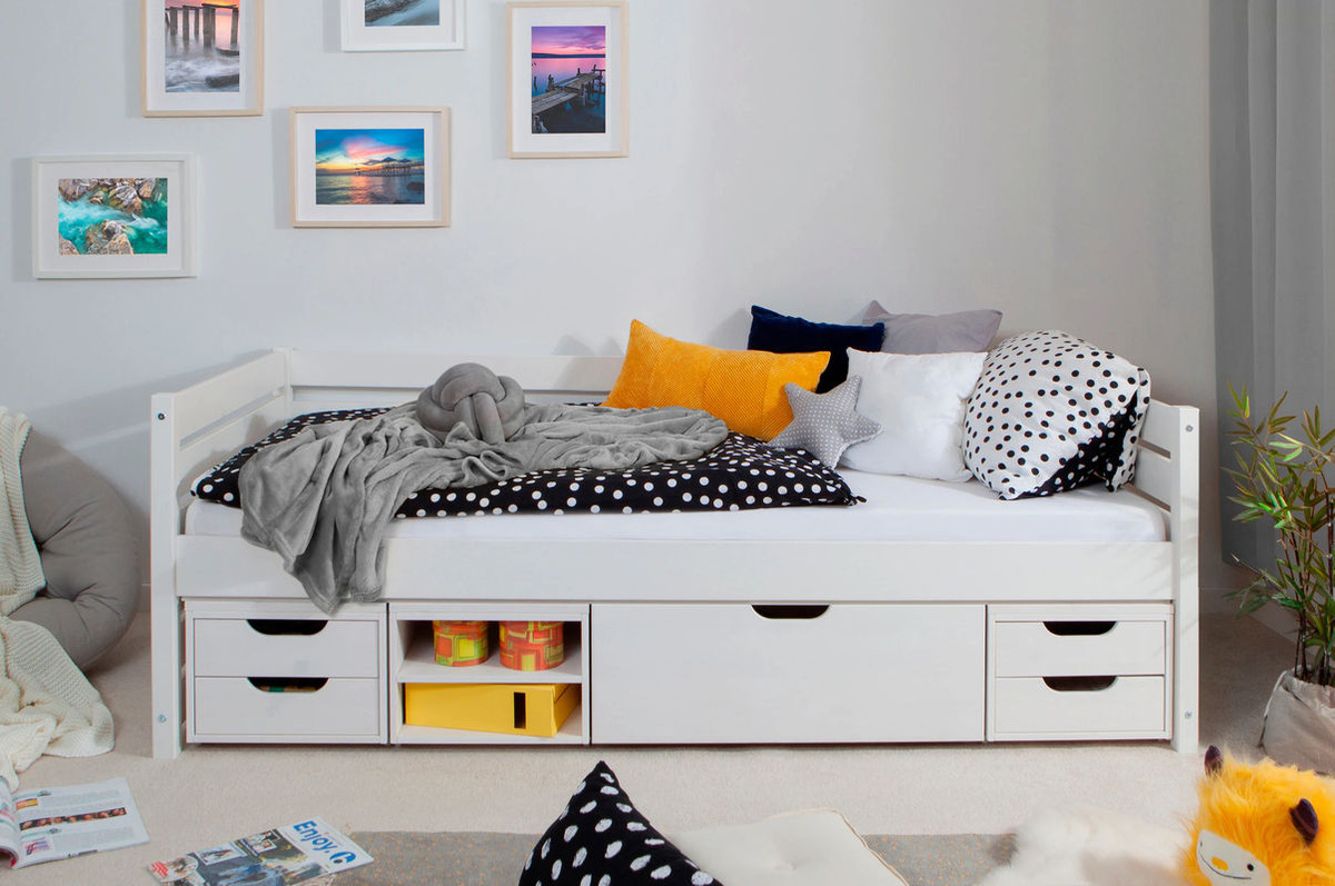 TiCAA Sofabett Naomi mit Funktionsschubkästen und Schlaffunktion, B/T: 90 x 200 cm - Bild 2