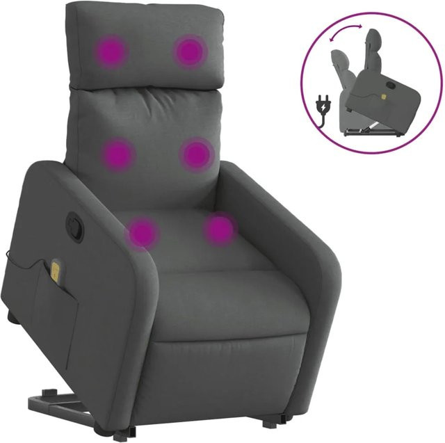 vidaXL Massagesessel mit Aufstehhilfe in Dunkelgrau aus Samt und Stoff, Modell 17 - Bild 1