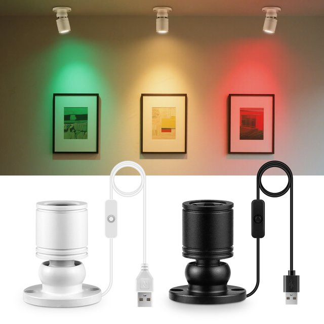 Lcamaw LED USB Mini Spot Licht in Schwarz, verstellbarer Akzent-Scheinwerfer zur Oberflächenmontage für Schrank, Vitrine und Schmuckdisplay - Bild 1