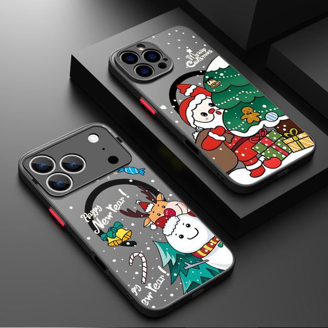 YISHANGOU Magnetische iPhone Schutzhülle mit Weihnachtsmann-Hirsch-Design, stoßfeste matte Acryl-Abdeckung, Multicolor - Bild 1