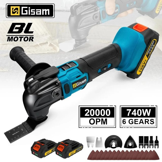 Gisam Bürstenloses Oszillierendes Multifunktionswerkzeug 740W mit 20000 OPM für Makita 18V Akku LXT in Blau - Bild 1