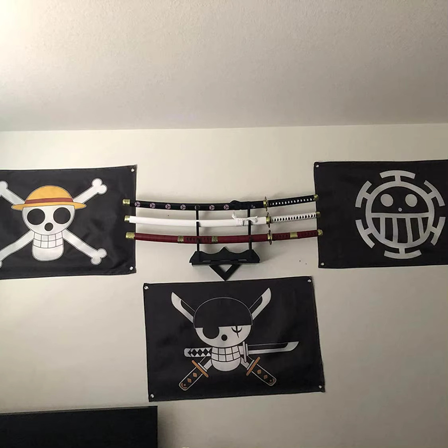 Bandai One Piece Anime Jolly Roger Wanddekor Banner Piraten Totenkopf Flagge in Schwarz - Bild 4