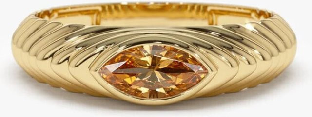 Vintage House's Ring, 925 Silber, 18K Vergoldet, Damen, Orangefarbener Edelstein - Bild 1
