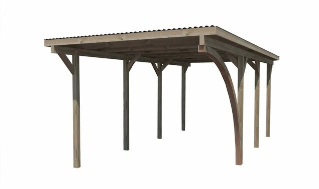 WEKA Einzelcarport 606 A Gr.2 mit Rundbogen in Grün-Braun, B/T: 268 x 501 cm - Bild 1