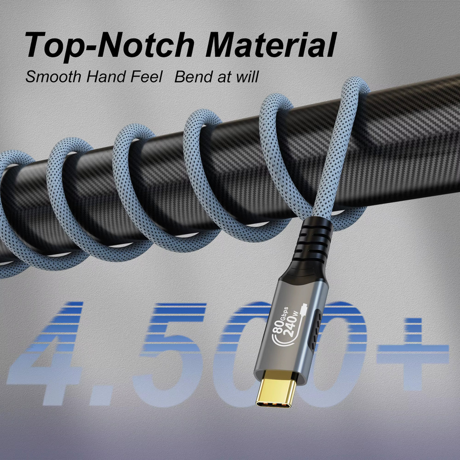 FDBOY USB-C Kabel mit 80 Gbit/s Datenübertragung, 8K bei 60 Hz und PD 240 W Schnellladefunktion, kompatibel mit Thunderbolt 5/4/3 und USB4 für Laptop, Tablet und Smartphone - Bild 2