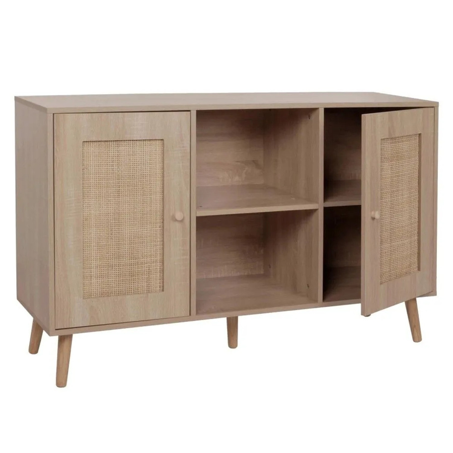 MCW Sideboard M42 in Eiche-Optik mit Kubu Rattan, Braun, B: 120 cm, H: 77 cm, T: 38 cm - Bild 2