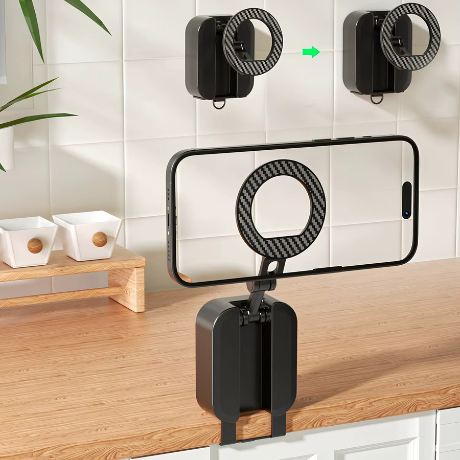 BESY Magnetischer Handyhalter Tragbarer Faltbarer Desktop-Ständer in Schwarz für iPhone und Samsung sowie HUAWEI - Bild 2