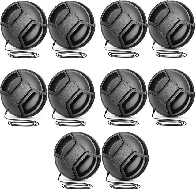 10 Stück Snap-On Objektivdeckel 55mm für Canon Nikon Sony Pentax Fujifilm in Schwarz - Bild 1