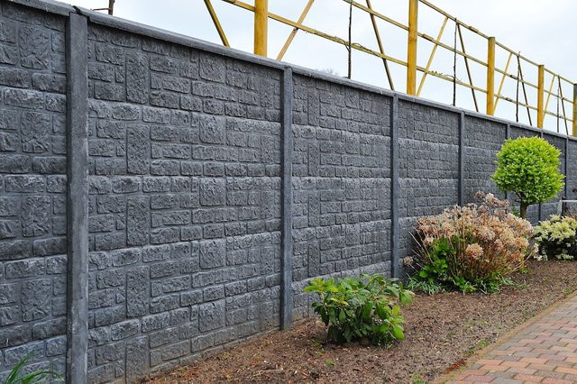 Betonzaun Steinmotiv grau einseitig B: 200 cm, H: 231 cm - Bild 1