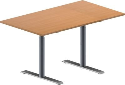 Schäfer Shop Genius Konferenztisch MODENA FLEX, Rechteck mit T-Fuß Rundrohr, Buche/weißaluminium, B: 140 cm, T: 80 cm, H: 65-85 cm - Bild 1