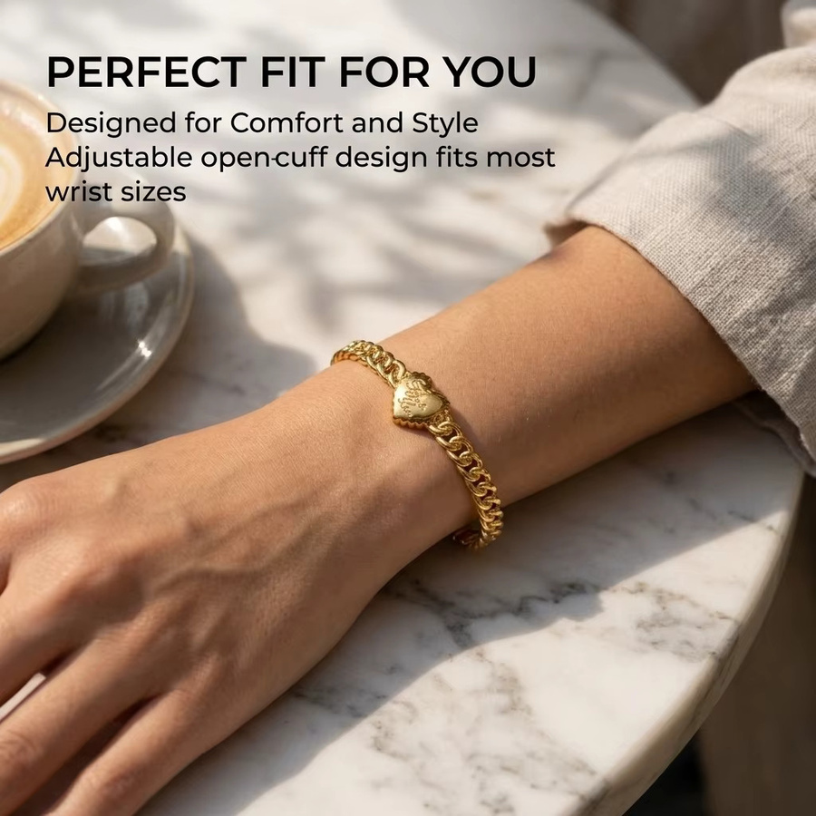 JP One Armreif Edelstahl, Goldfarben, Herz, Damen - Bild 2