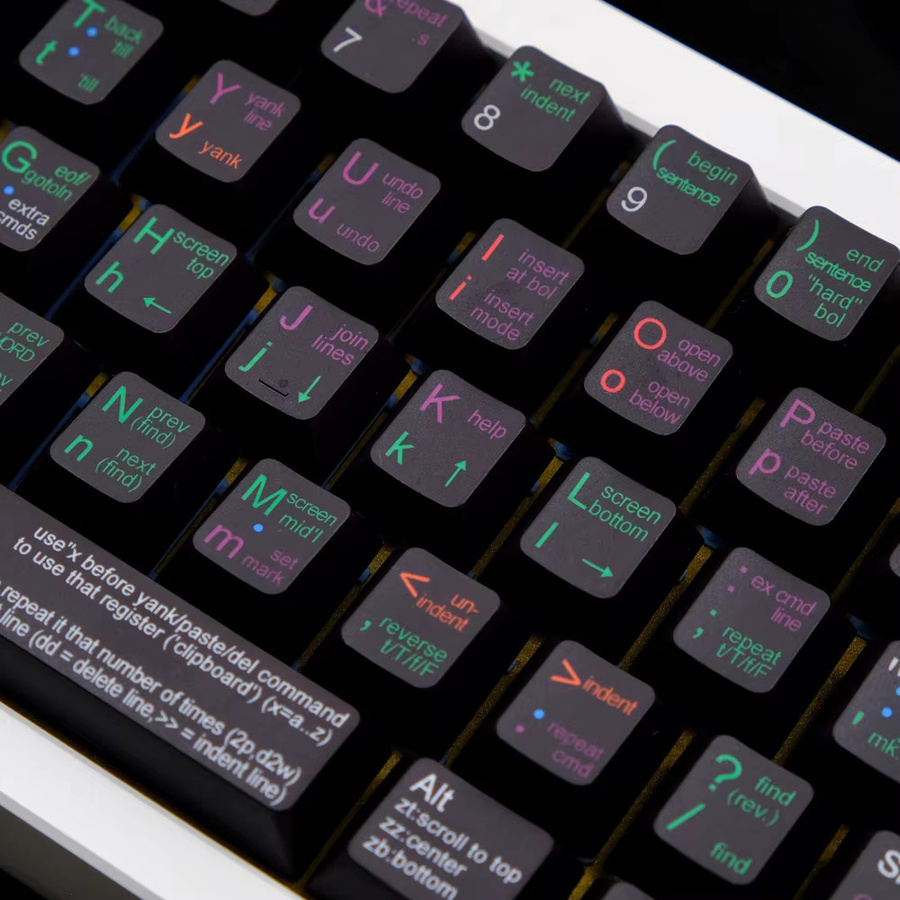 PBT Black VIM Keycaps Cherry Profile mit Dye Sublimation für MX mechanische Tastaturen, inklusive 2.25U und 2.75U Split Space - Bild 3