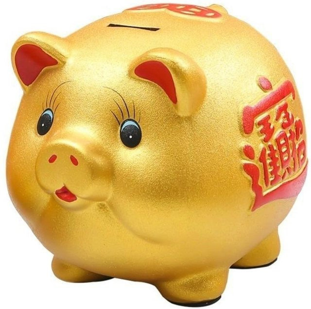 Mellow Home Sparschwein aus Keramik in Gold und Beige - Bild 1
