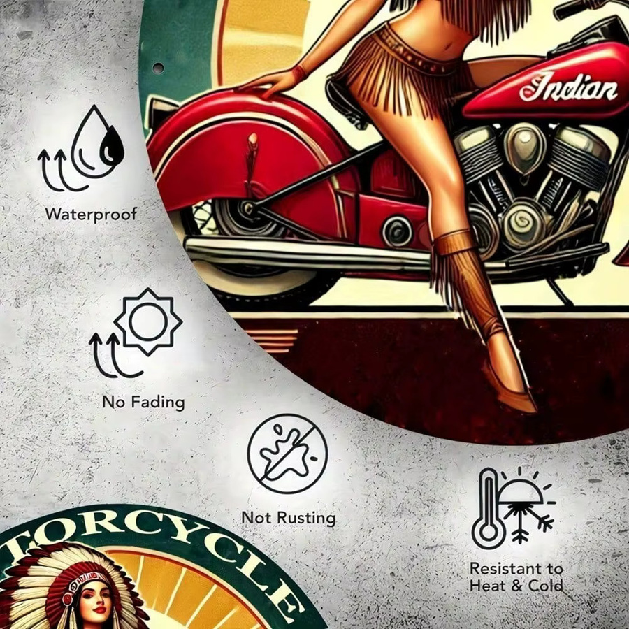 CIFBUY Retro Vintage Motorrad Blechschild aus Metall, quadratisch, Mehrfarbig, Breite: 20,32 cm, Höhe: 20,32 cm - Bild 3