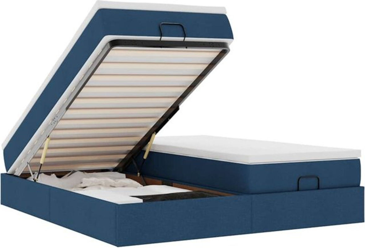 vidaxl Ottoman Polsterbett mit Matratze in Blau aus Stoff mit modernem Design B/T/H: 180 x 200 x 23,5 cm - Bild 1