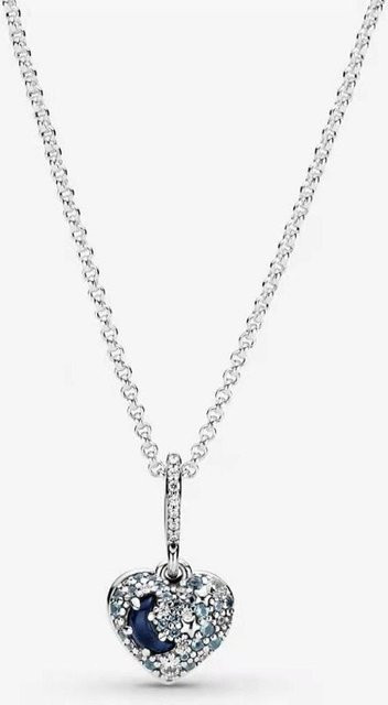 Halskette 925 Sterling Silber, Blau, Mond und Stern Herz, Damen - Bild 1